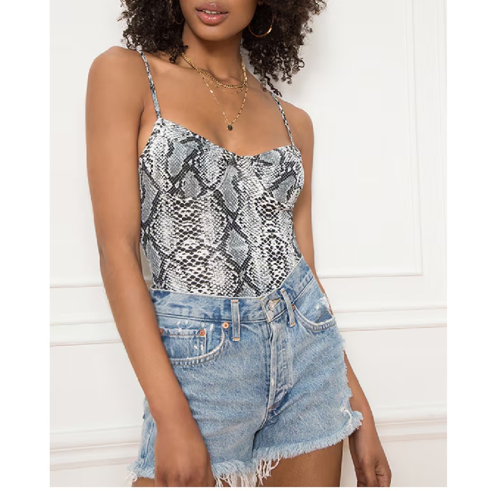 Small super down snakeskin bodysuit with underwire
